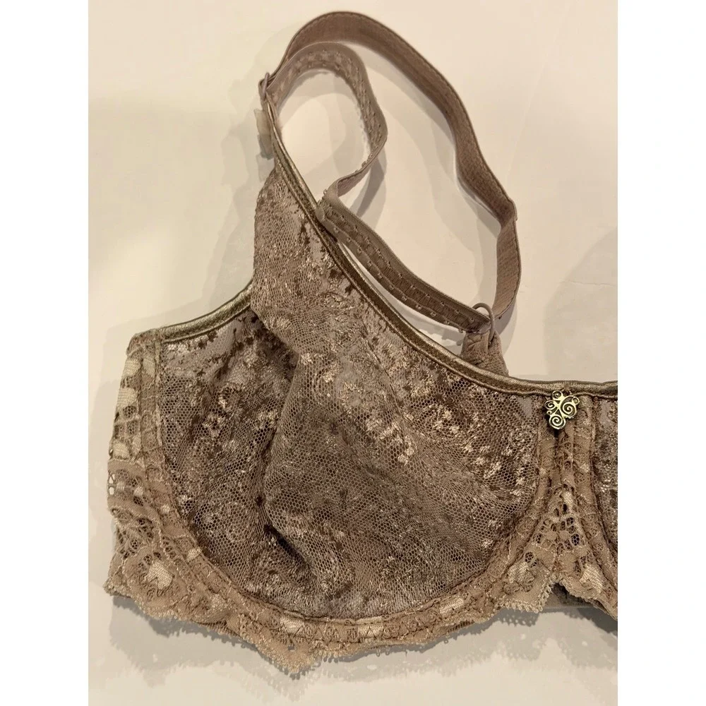 Empreinte 34D Taupe Lace Underwire Bra Full Coverage Luxury Lingerie France